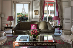 Eiffel Suite at Hotel Plaza Athenee as seen in Emily in Paris
